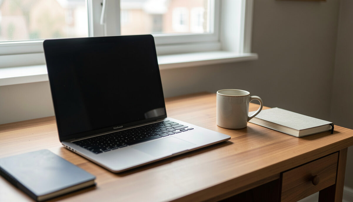 A wooden desk in late afternoon light, a printed tariff schedule and a contract of stay side by side, a pen resting on the top page, shot from slightly above at a short distance.